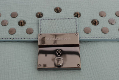 Blue Leather Studded Document Portfolio Briefcase Bag