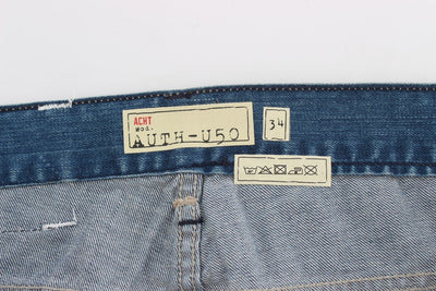 Blue Wash Torn Denim Cotton Regular Fit Jeans