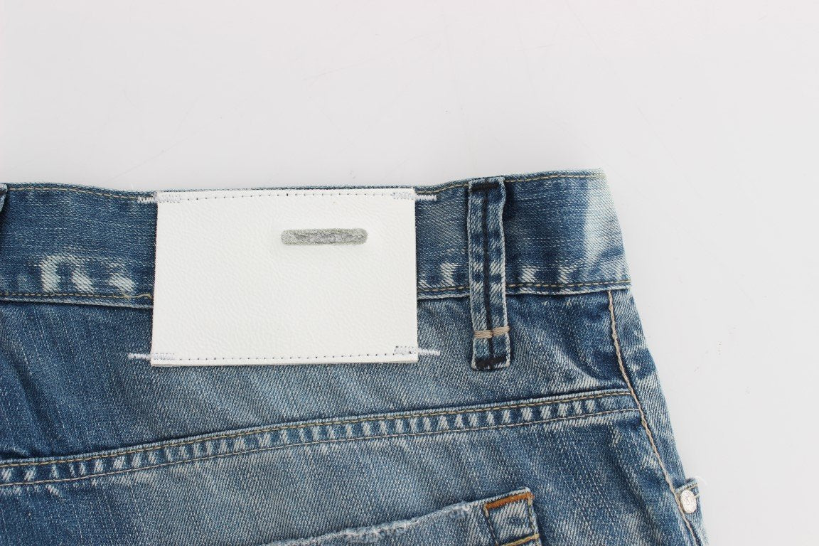 Blue Wash Torn Denim Cotton Regular Fit Jeans