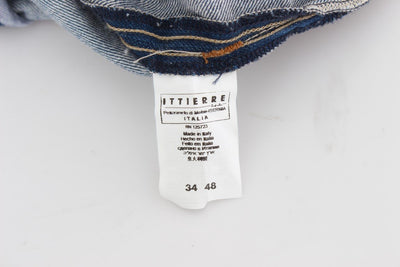 Blue Wash Torn Denim Cotton Regular Fit Jeans