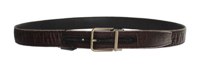 Brown Viscose Leather Gold Buckle Belt