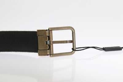 Brown Viscose Leather Gold Buckle Belt