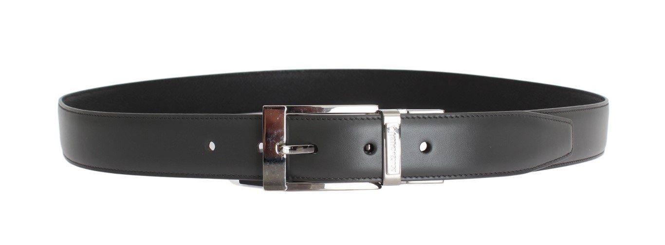 Black Leather Silver Buckle Belt