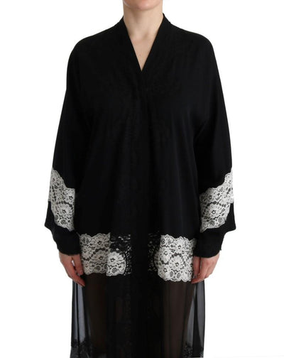 Black White Floral Applique Kaftan Dress