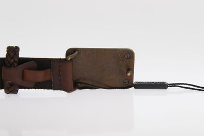 Brown Woven Leather Gold Buckle Belt