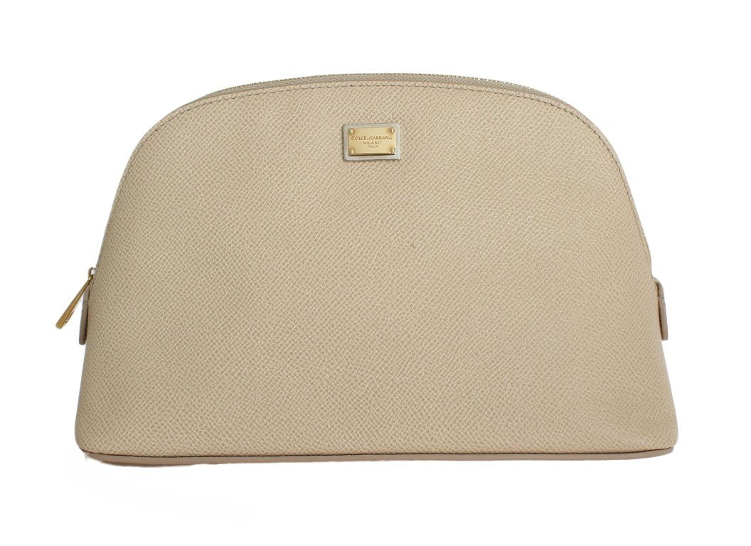 White Leather Cosmetic Toiletry Bag