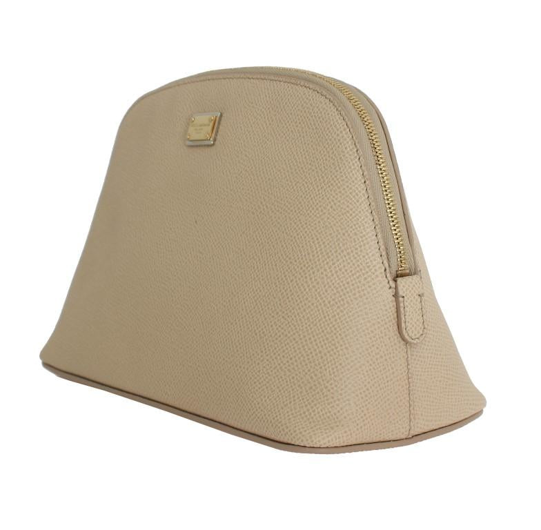 White Leather Cosmetic Toiletry Bag