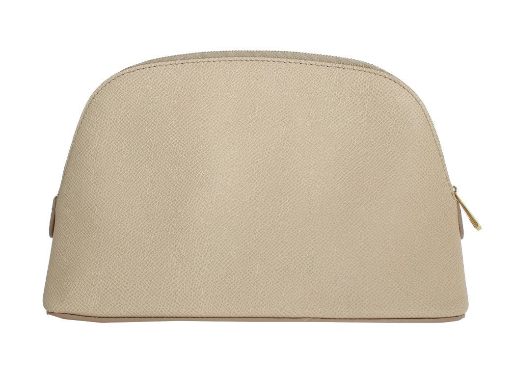 White Leather Cosmetic Toiletry Bag