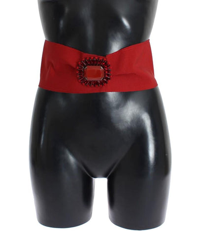 Red Crystal Brass Wide Waist Runway Belt