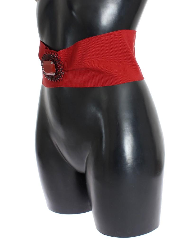 Red Crystal Brass Wide Waist Runway Belt