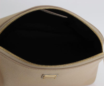 White Leather Cosmetic Toiletry Bag