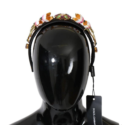 Black White Tulips Gold Crystal Headband