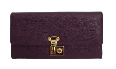 Purple Leather Clutch Continental Wallet