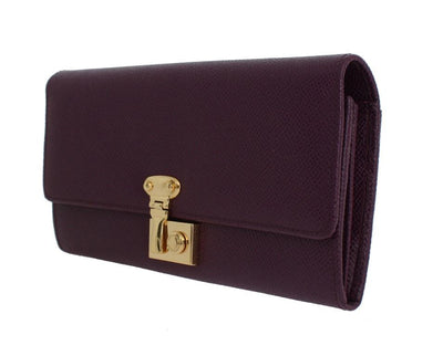 Purple Leather Clutch Continental Wallet