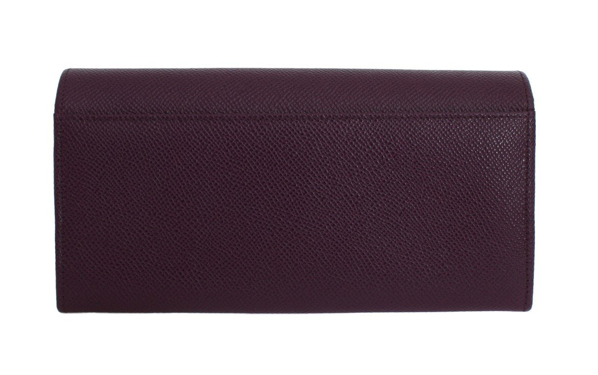 Purple Leather Clutch Continental Wallet