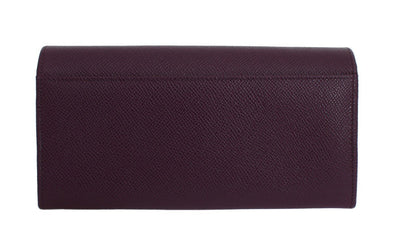 Purple Leather Clutch Continental Wallet