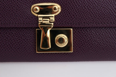 Purple Leather Clutch Continental Wallet