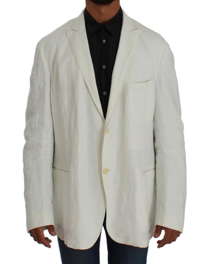 White Linen Regular Fit Blazer Jacket