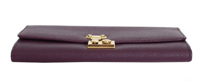 Purple Leather Clutch Continental Wallet