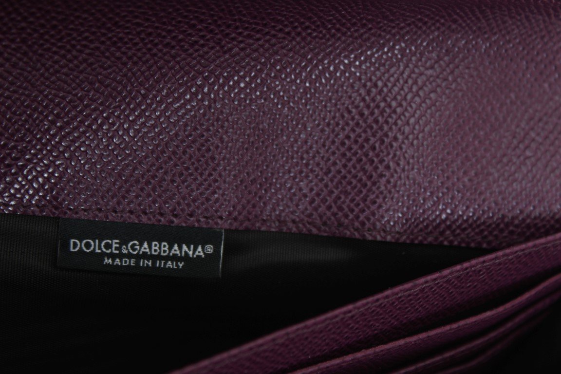 Purple Leather Clutch Continental Wallet