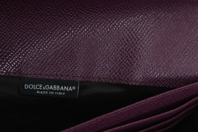 Purple Leather Clutch Continental Wallet