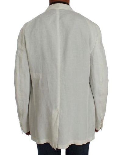 White Linen Regular Fit Blazer Jacket