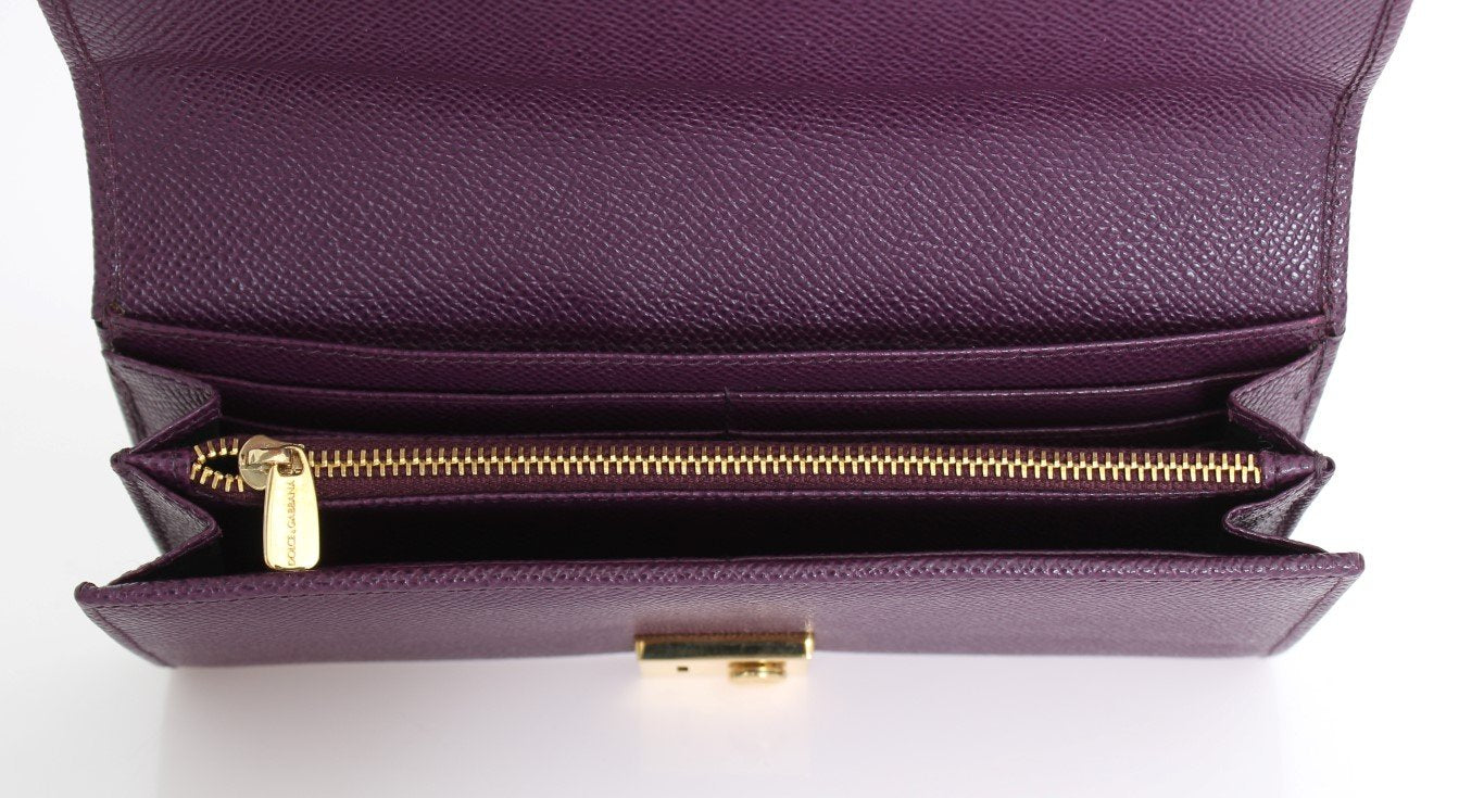 Purple Leather Clutch Continental Wallet