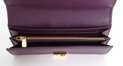 Purple Leather Clutch Continental Wallet