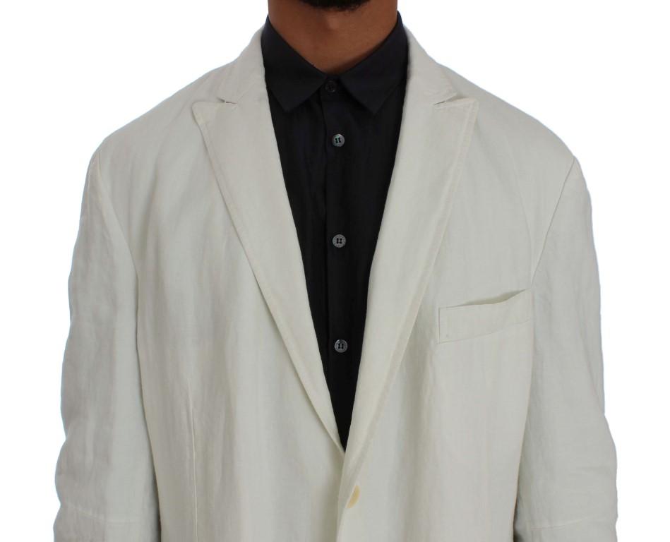 White Linen Regular Fit Blazer Jacket
