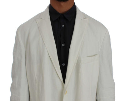 White Linen Regular Fit Blazer Jacket