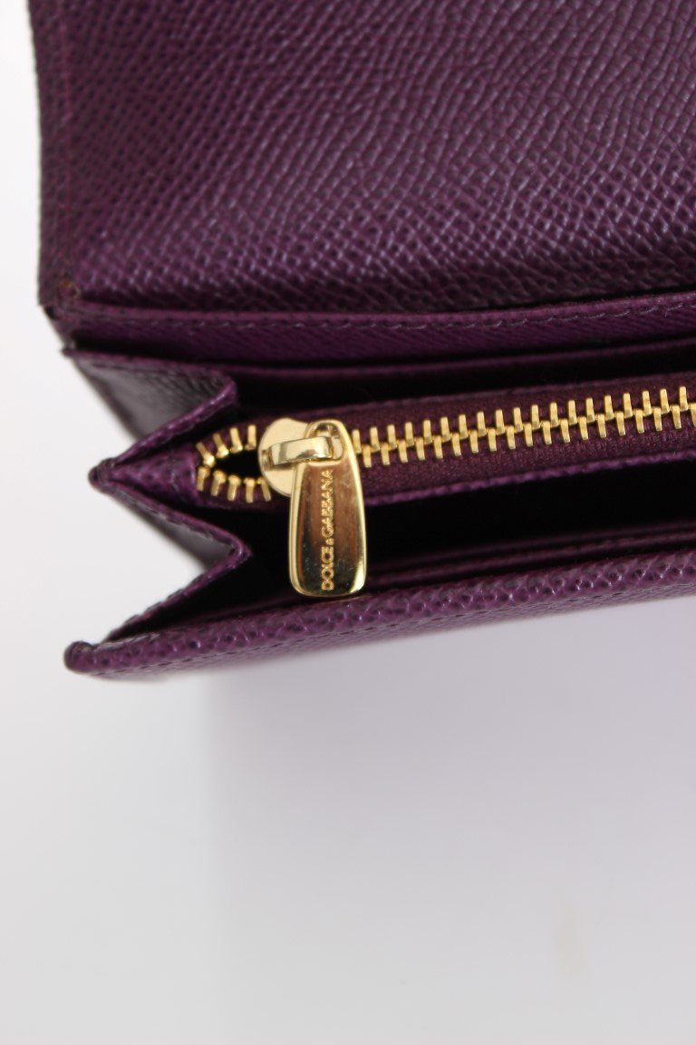 Purple Leather Clutch Continental Wallet