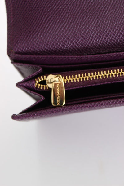Purple Leather Clutch Continental Wallet