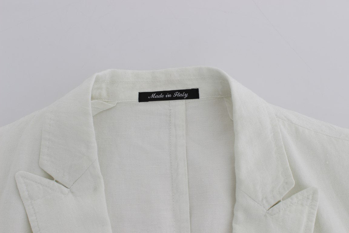White Linen Regular Fit Blazer Jacket