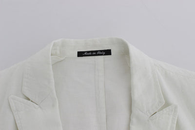 White Linen Regular Fit Blazer Jacket