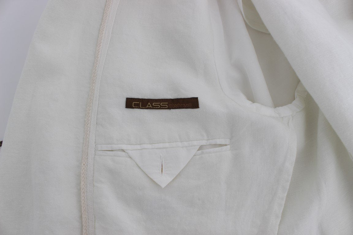 White Linen Regular Fit Blazer Jacket