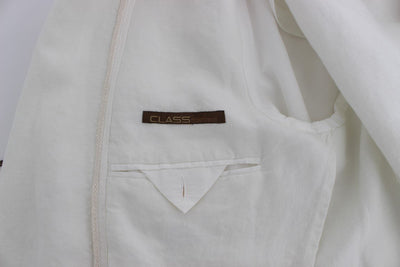 White Linen Regular Fit Blazer Jacket