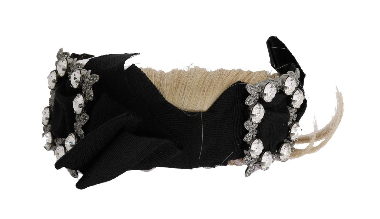Black Crystal White Diadem Headband