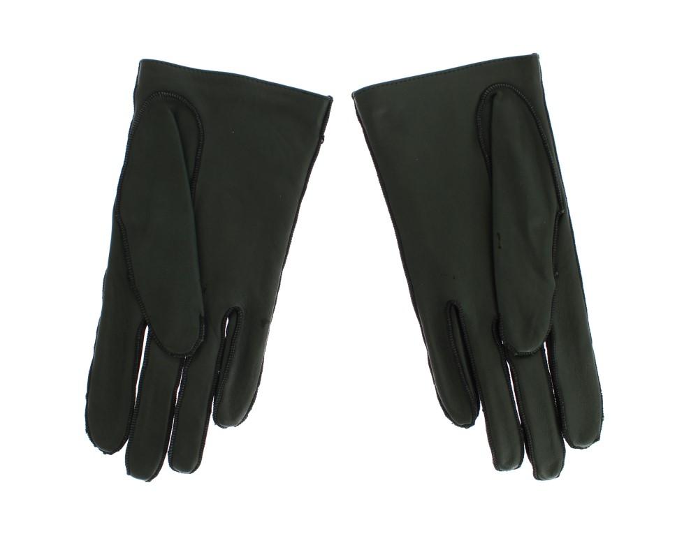 Green Leather Womens Hands Gloves