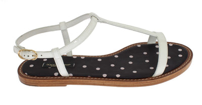 White Leather Ankle Strap Sandals