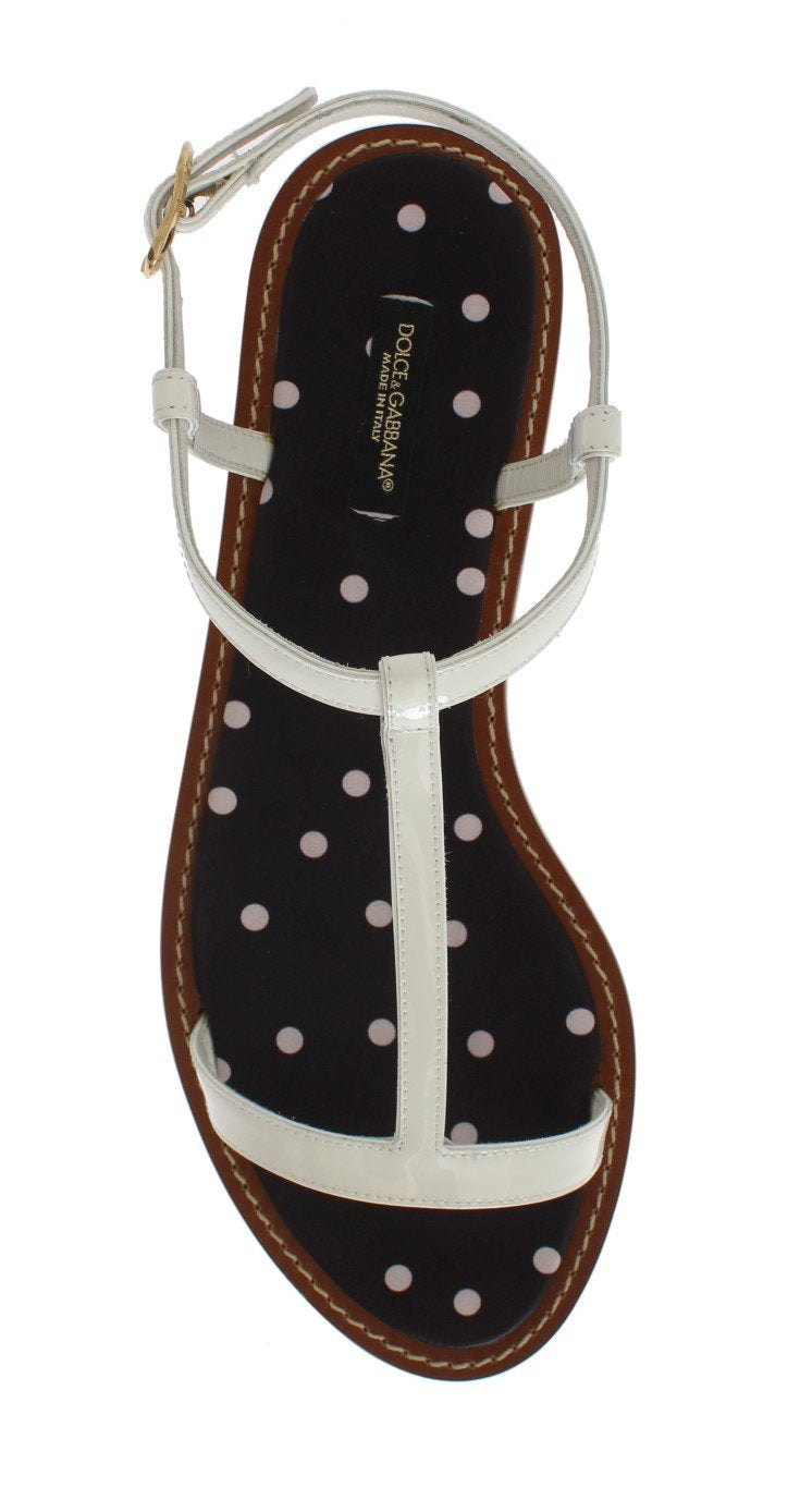 White Leather Ankle Strap Sandals