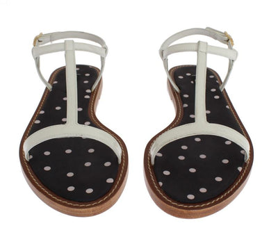 White Leather Ankle Strap Sandals