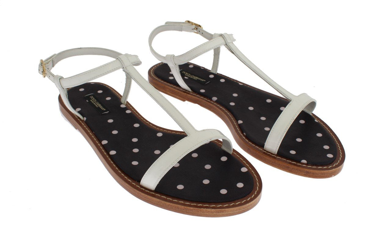 White Leather Ankle Strap Sandals