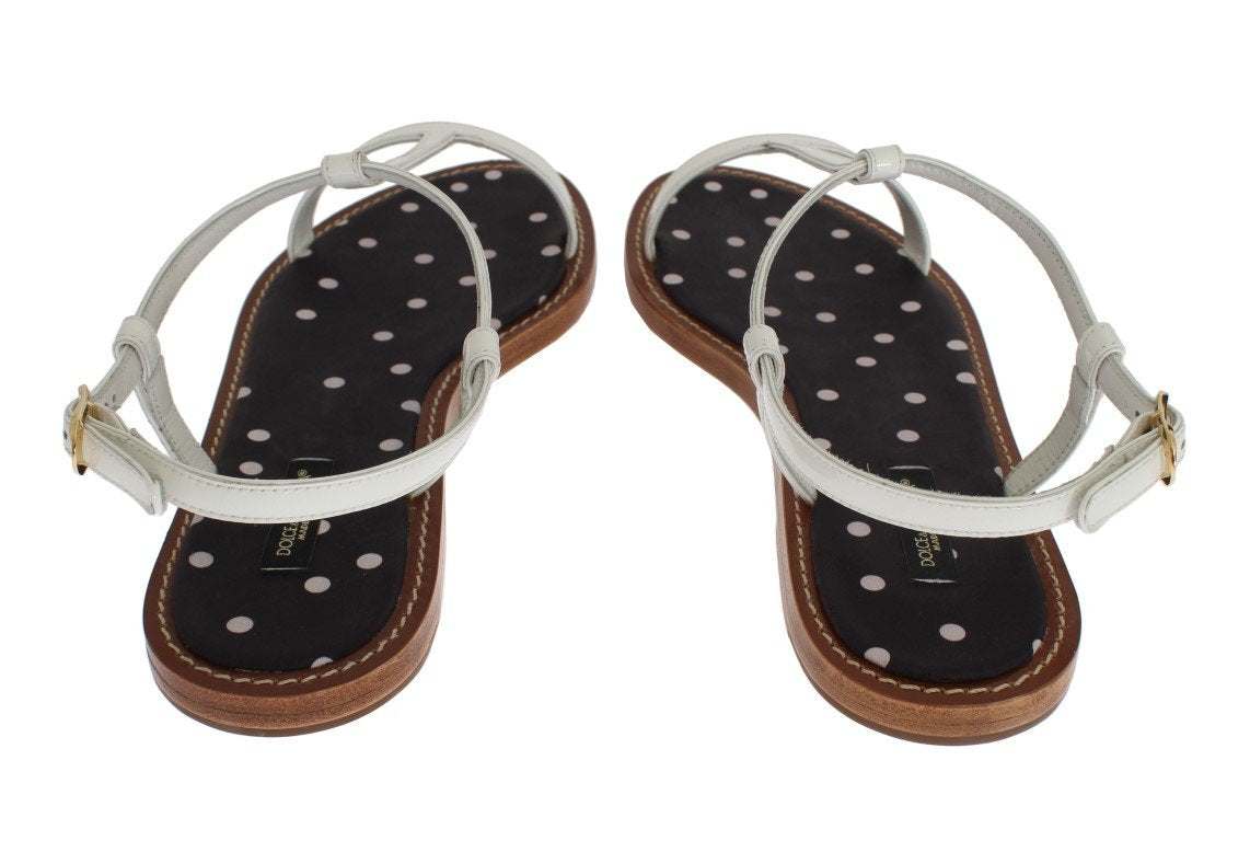 White Leather Ankle Strap Sandals