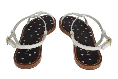 White Leather Ankle Strap Sandals
