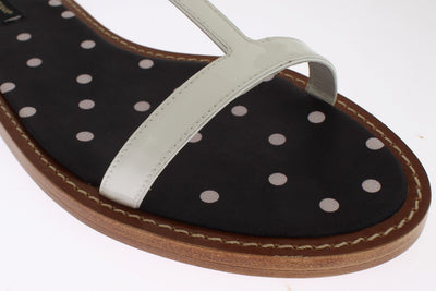 White Leather Ankle Strap Sandals