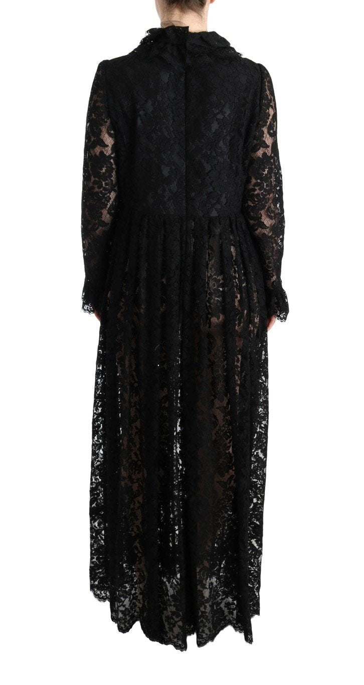 Black Floral Lace Maxi Dress
