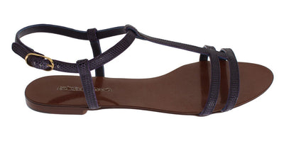 Purple Lizard Skin Leather Sandals