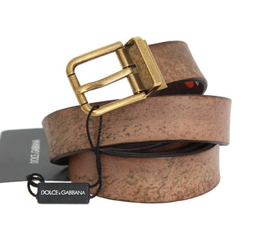 Brown Leather Gold Buckle Belt