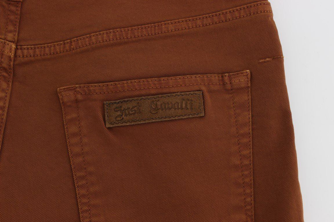 Orange Cotton Stretch Slim Fit Pants