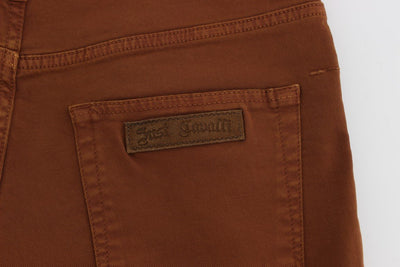 Orange Cotton Stretch Slim Fit Pants